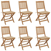 Sedie da Giardino Pieghevoli 6 pz con Cuscini Massello Acacia cod mxl 8485