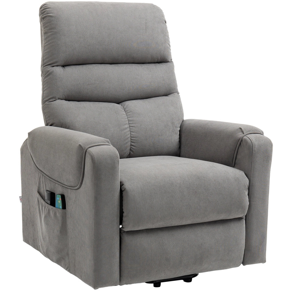 POLTRONA Relax Elettrica con Massaggio, Alzapersona e Riscaldamento, 79x97x103 cm Grigio Scuro