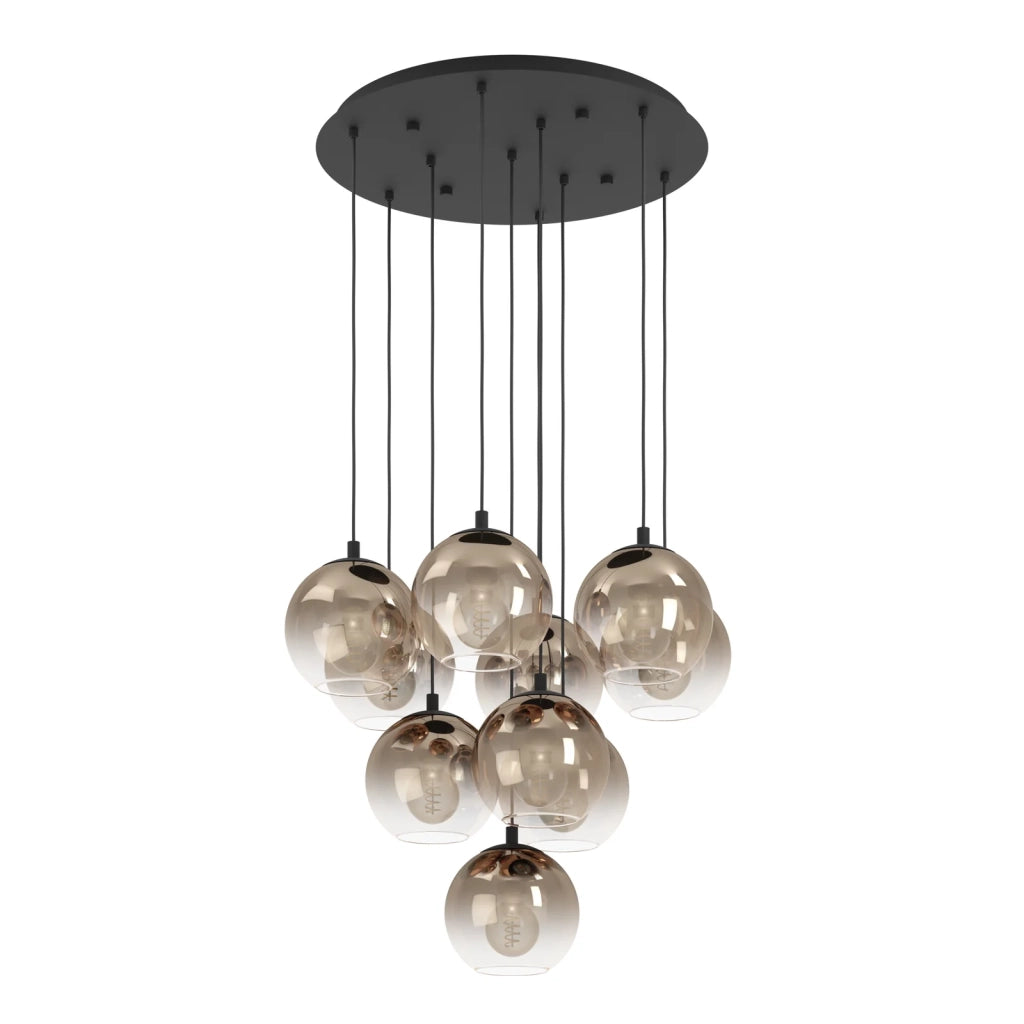 Lampadario Contemporaneo Ariscani 1 Acciaio Nero Rame 10 Luci E27 Ip20