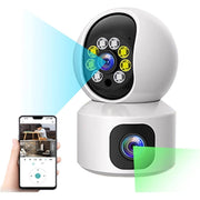 Trade Shop - Telecamera Wi-fi Doppia Videocamera Di Sorveglianza Motorizzata 360° Ip44 App -