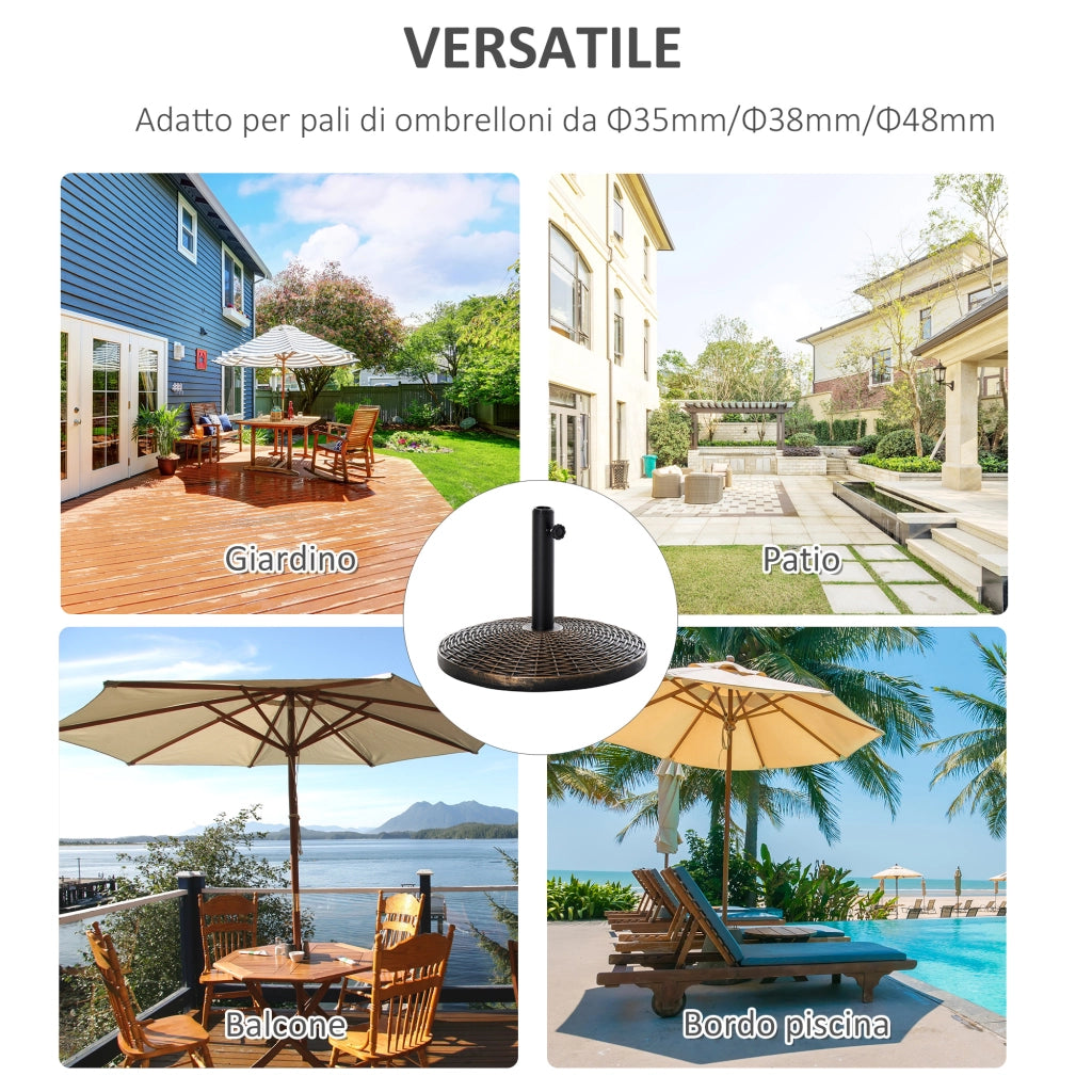 Base per Ombrellone Rotonda ¨C zephmum ¨C Plastica Effetto Rattan da 25kg