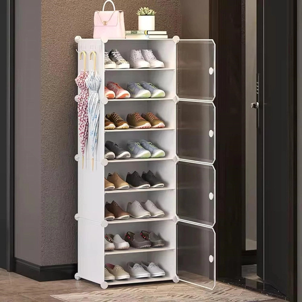 Trade Shop - Scarpiera A 8 Strati Modulare Con Porta Ganci In Metallo Portascarpe Per Ingresso Camera -