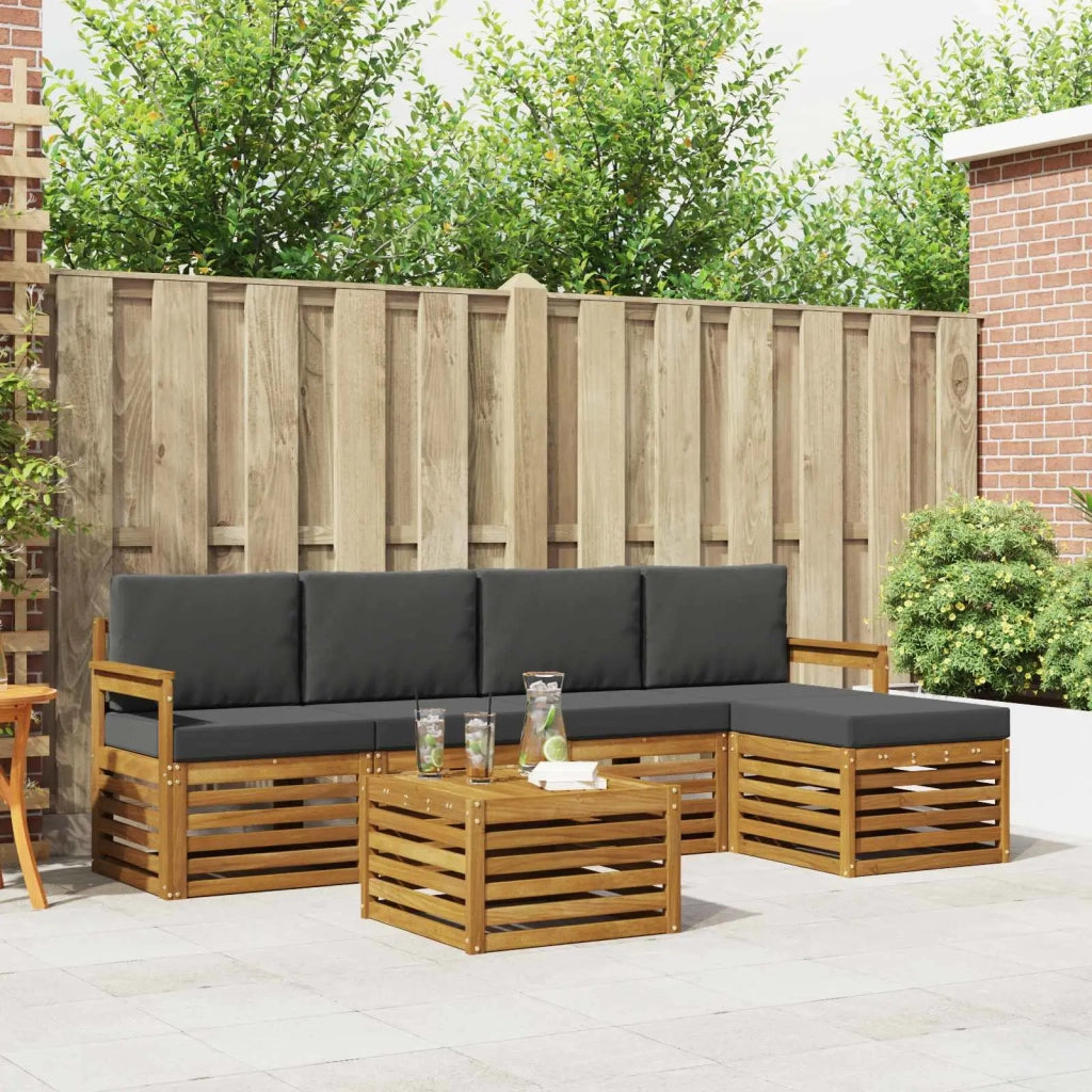 Set di divani da esterno con cuscino 6 pcs Naturale e Antracite