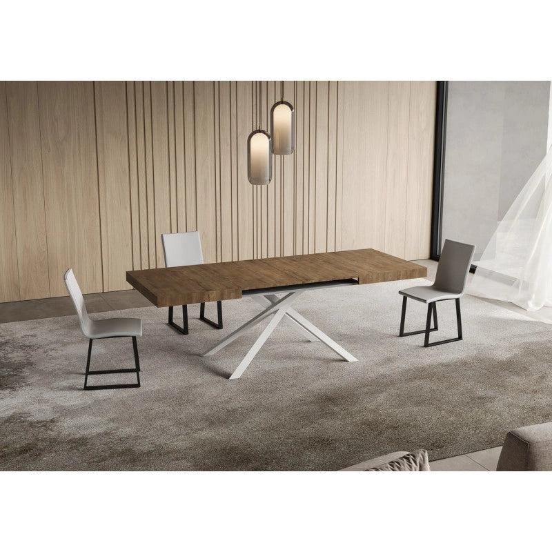 Tavolo allungabile 130/390x90 cm Niket telaio Bianche - Noce