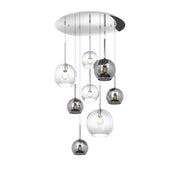 Lampadario Contemporaneo Future Metallo Cromo Vetro Mix Trasp-Cromo 8 Luci E27