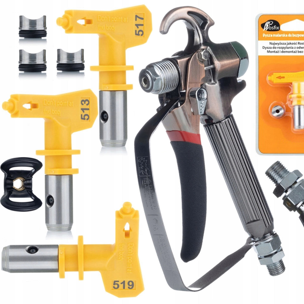 Pistola a Spruzzo TurboJet TJ1 con 3 Ugelli Ultra Spray – Ergonomica e Precisa | Compatibile con Graco, Wagner, Titan