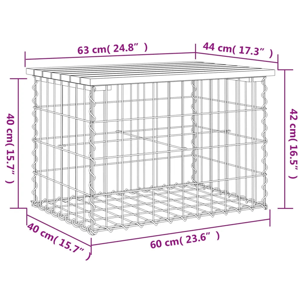 Panchina da Giardino | Panca da Giardino Design Gabbione 63x44x42 cm Massello Douglas