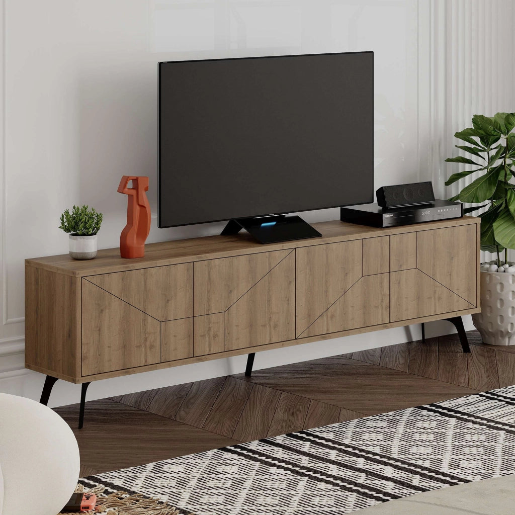 Porta TV in legno "Dune" - 180 x 29 x 50 cm - Marrone