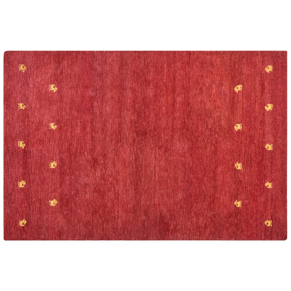 Tappeto Gabbeh di lana rossa fatto a mano con motivo animale 200 x 300 cm stile boho soggiorno camera da letto