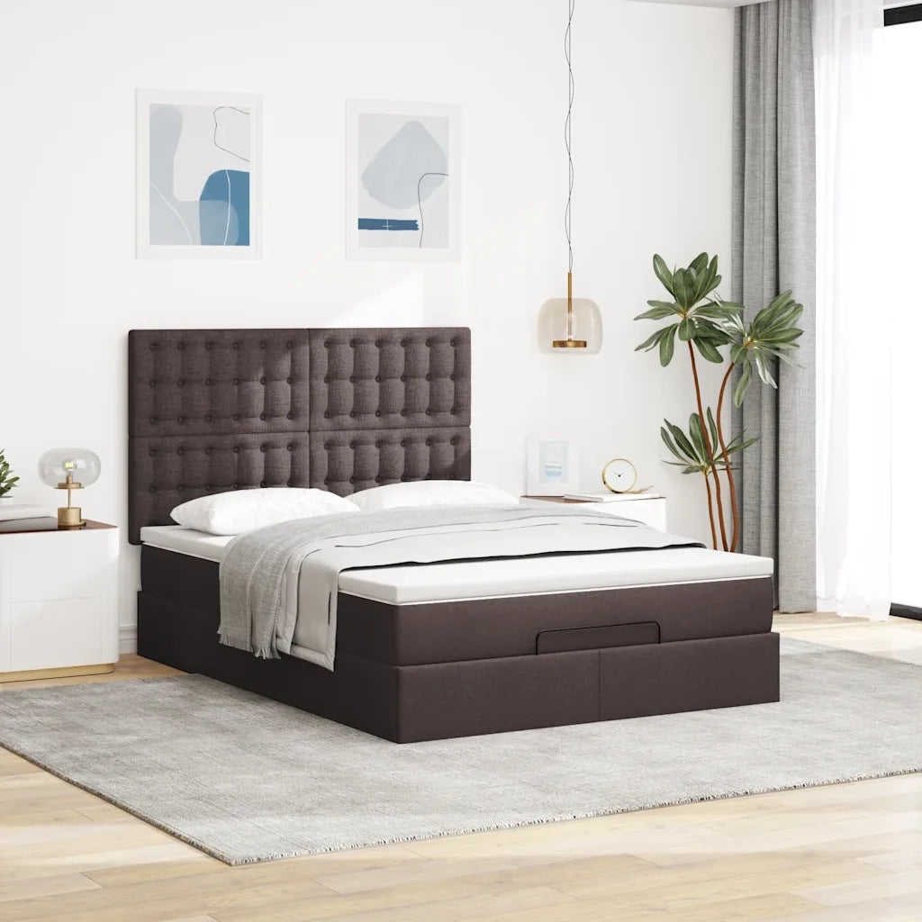 Struttura Letto Pouf con Materasso 140x200 cm in Tessuto 3314179