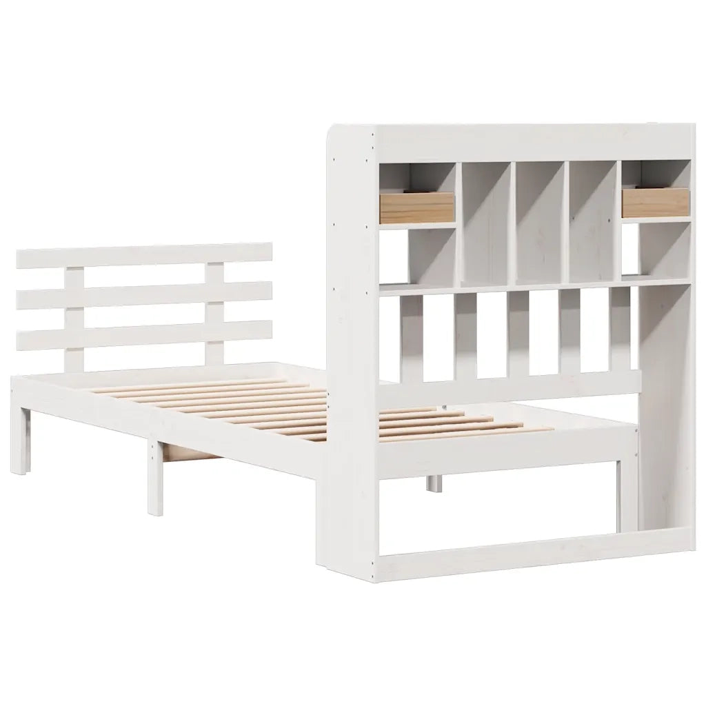 Letto Libreria senza Materasso Bianca 90x200 cm Legno di Pino 3322791