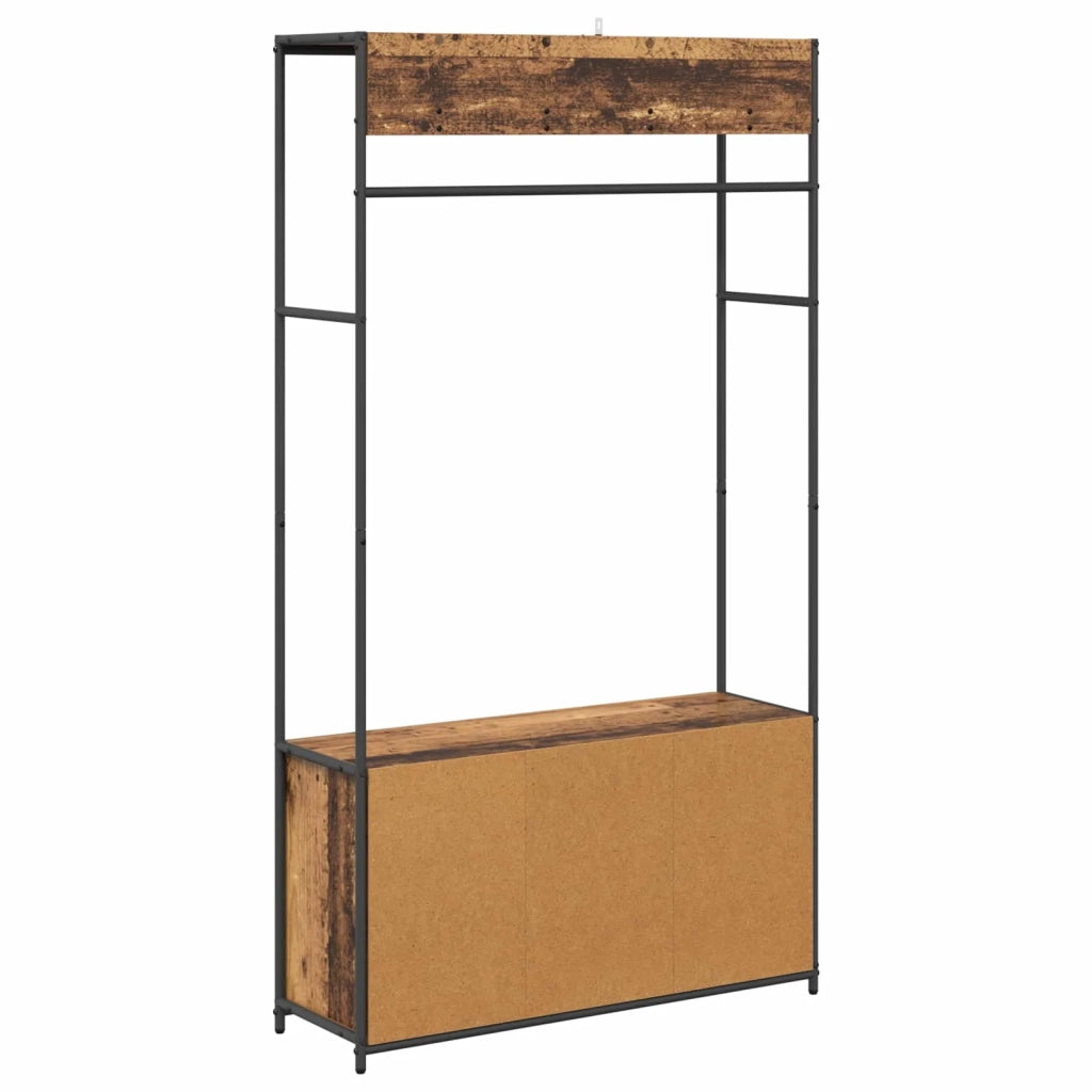 Appendiabiti con panca per scarpe Legno antico 8012036