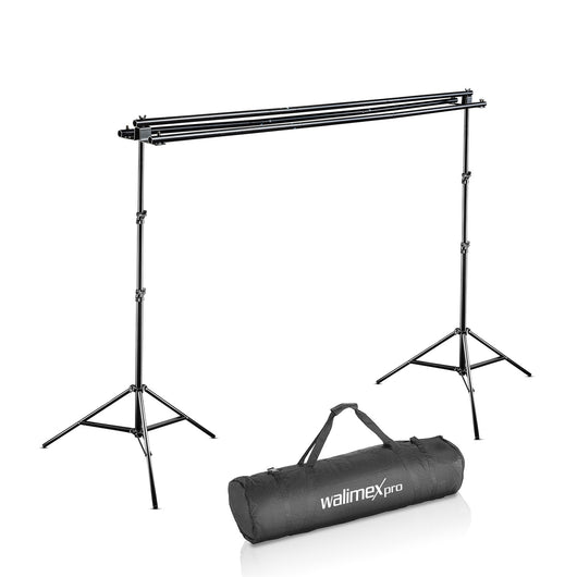 Sistema di sfondi 3x largo 145-290 cm, supporto per fino a 3 tele in carta e tessuto, fondale fotografico fino a 250 cm di altezza per fotografia, video e green screen
