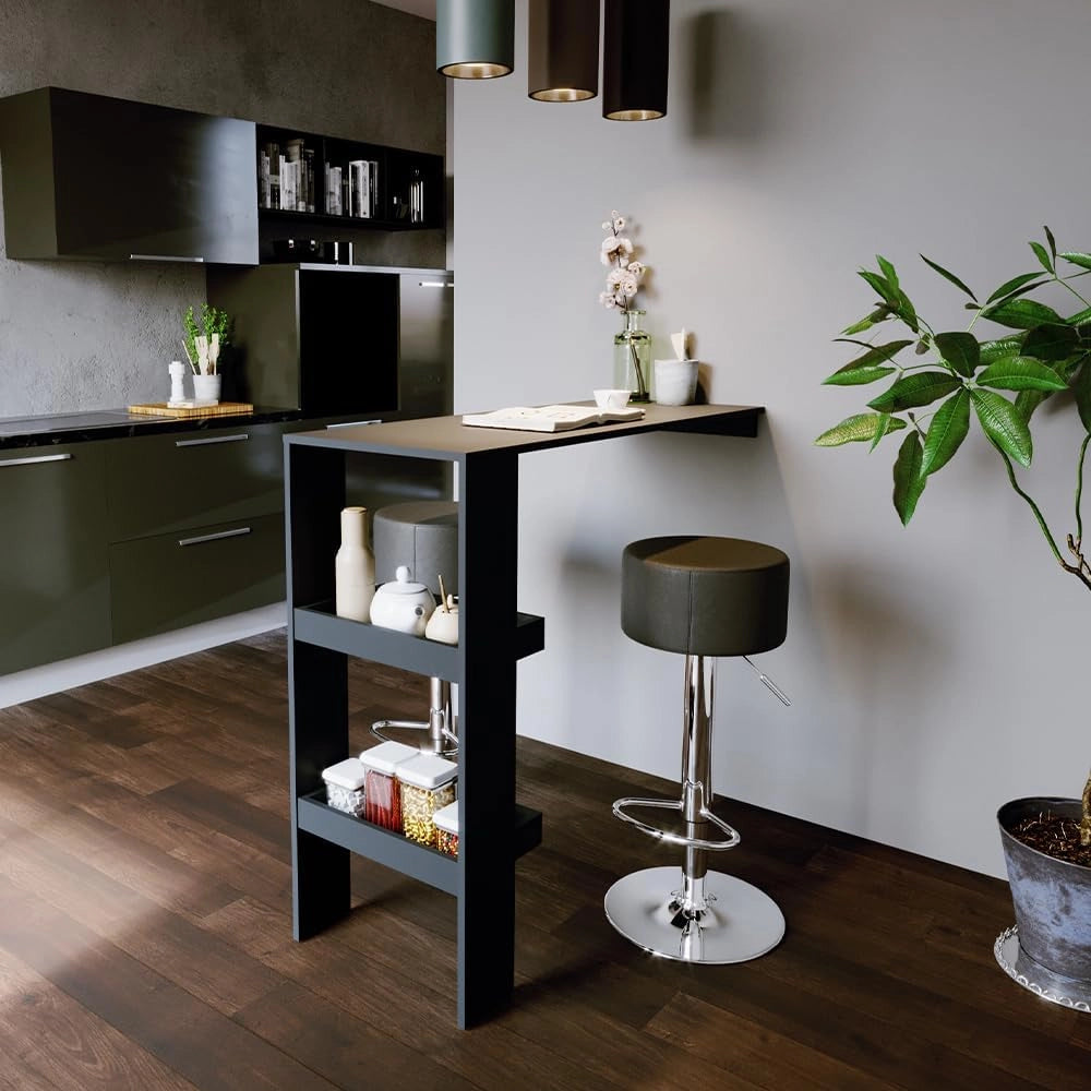 Set di 2 sgabelli da bar, Nero, 33 x 92 cm 2 parti, con poggiapiedi e seduta regolabile in altezza