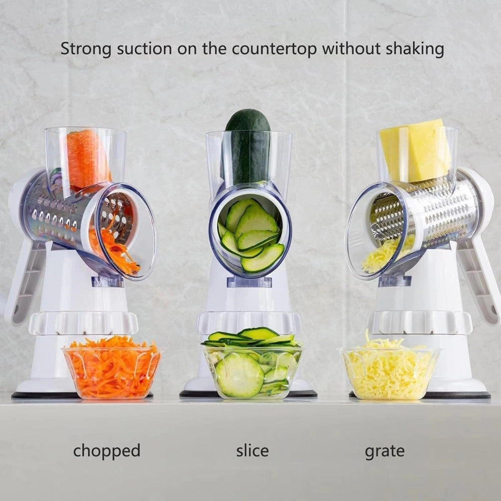Trade Shop - Affettatrice Verdure 3in1 Multifunzione Mandoline Grattugia Manuale Con 3 Lame Tritatutto -