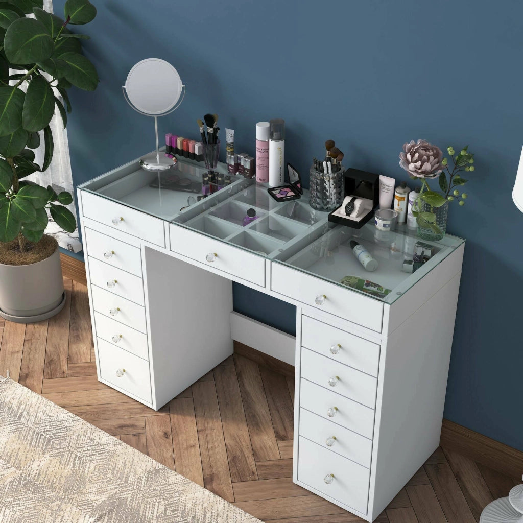 Aldara, Cassettiera 13 Cassetti, 44.5x120x79.8h cm Bianco
