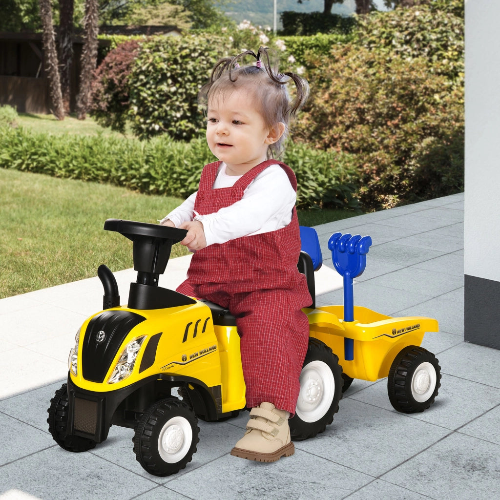 Trattore Giocattolo Cavalcabile con Rimorchio per Bambini ¨C zephmum ¨C Giallo 91x29x44cm
