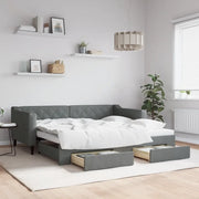 Divano Letto Estraibile Cassetti Grigio Scuro 90x190cm Tessuto 3197473