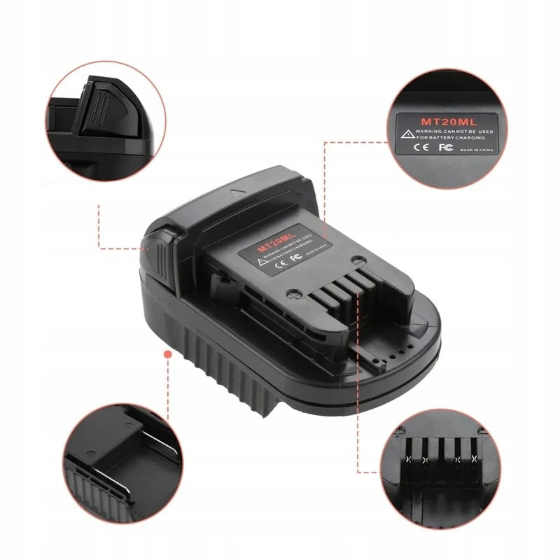Adattatore Batteria Makita 18V a Milwaukee 18V MT20ML – Compatibile con Utensili Milwaukee 18V | Alta Qualità e Durata