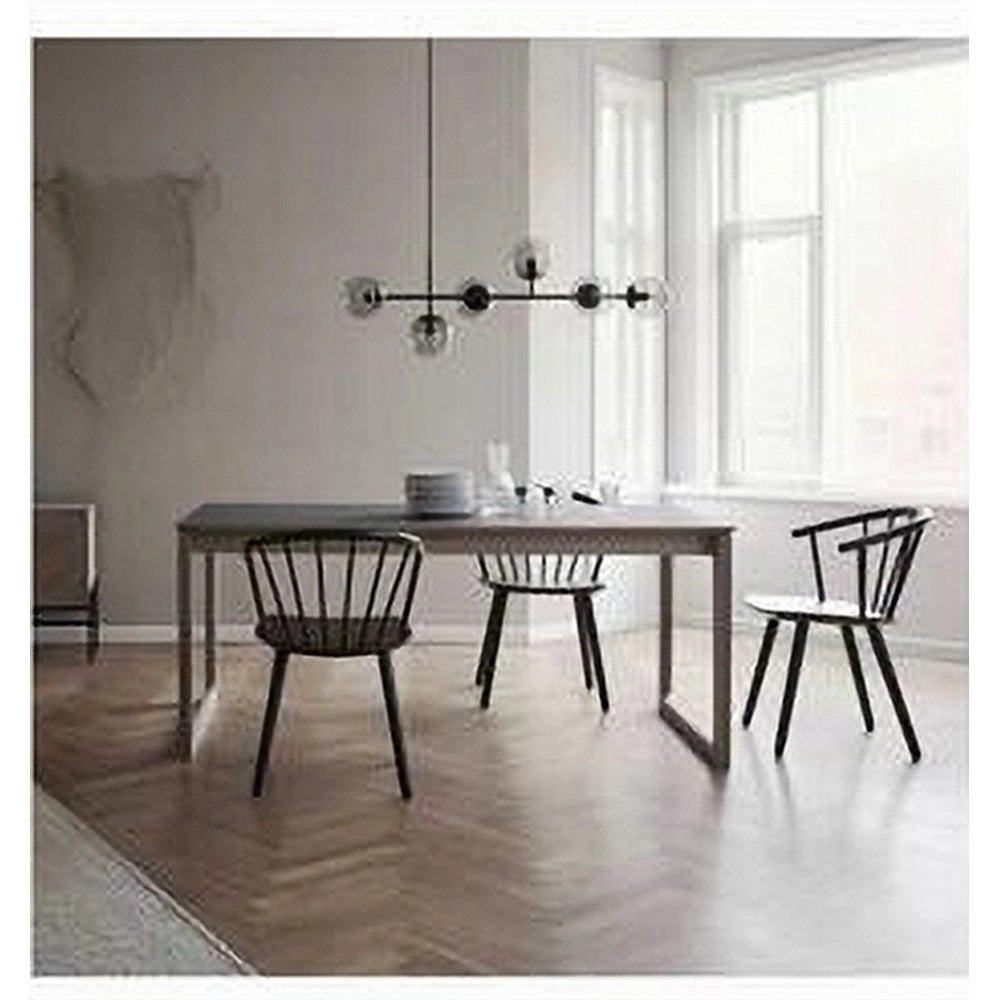 Trade Shop - Lampadario Sospensione 6 Sfere Attacco E27 In Vetro Lampada In Metallo Nero 71669 -