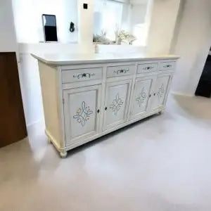 Credenza base napoletana Shabby chic 4 ante bianco anticato decoro vietri