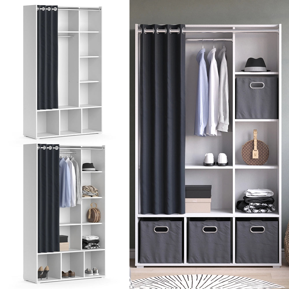 Vicco Armadio multifunzione Bianco 38 x 178.1 cm con binario per tende