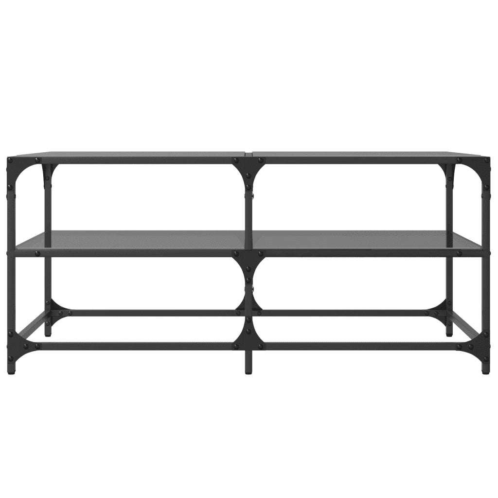 Tavolino con Piano in Vetro Nero 98,5x50x45 cm Acciaio 846013