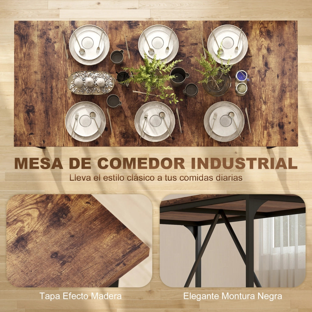 Tavolo da pranzo rettangolare allungabile 6-8 persone ¨C Xylo ¨C Legno effetto noce gambe metallo 180x80x75,5cm