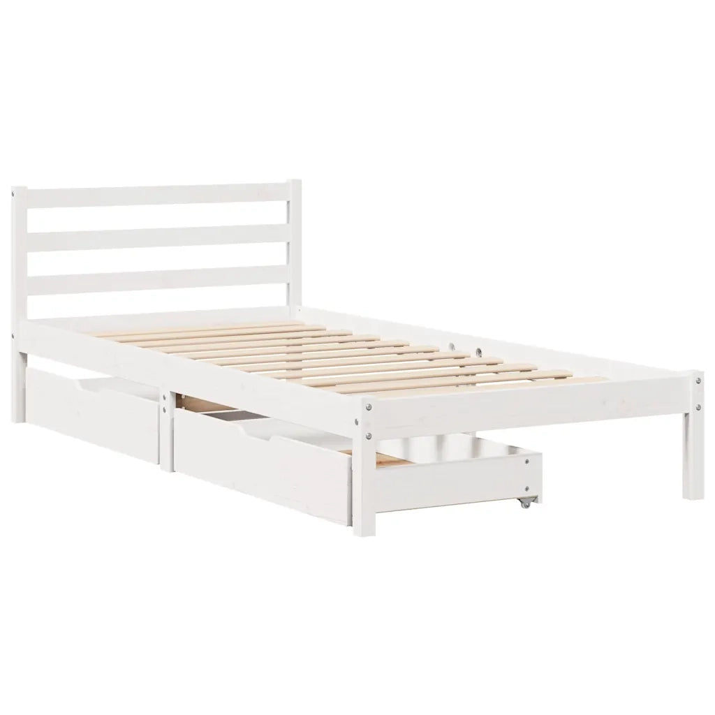Letto senza Materasso Bianco 90x190 cm in Legno Massello Pino
