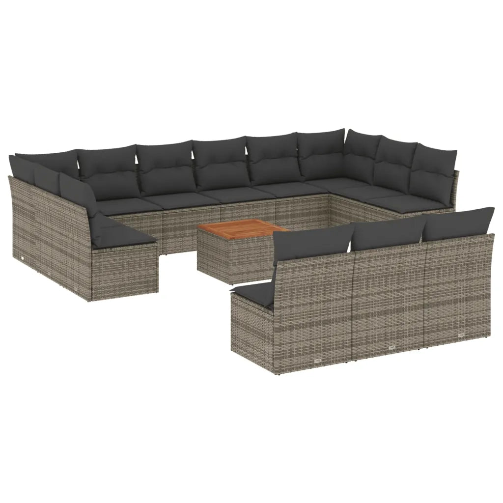 Set Divani da Giardino 14pz con Cuscini in Polyrattan Grigio 3256235