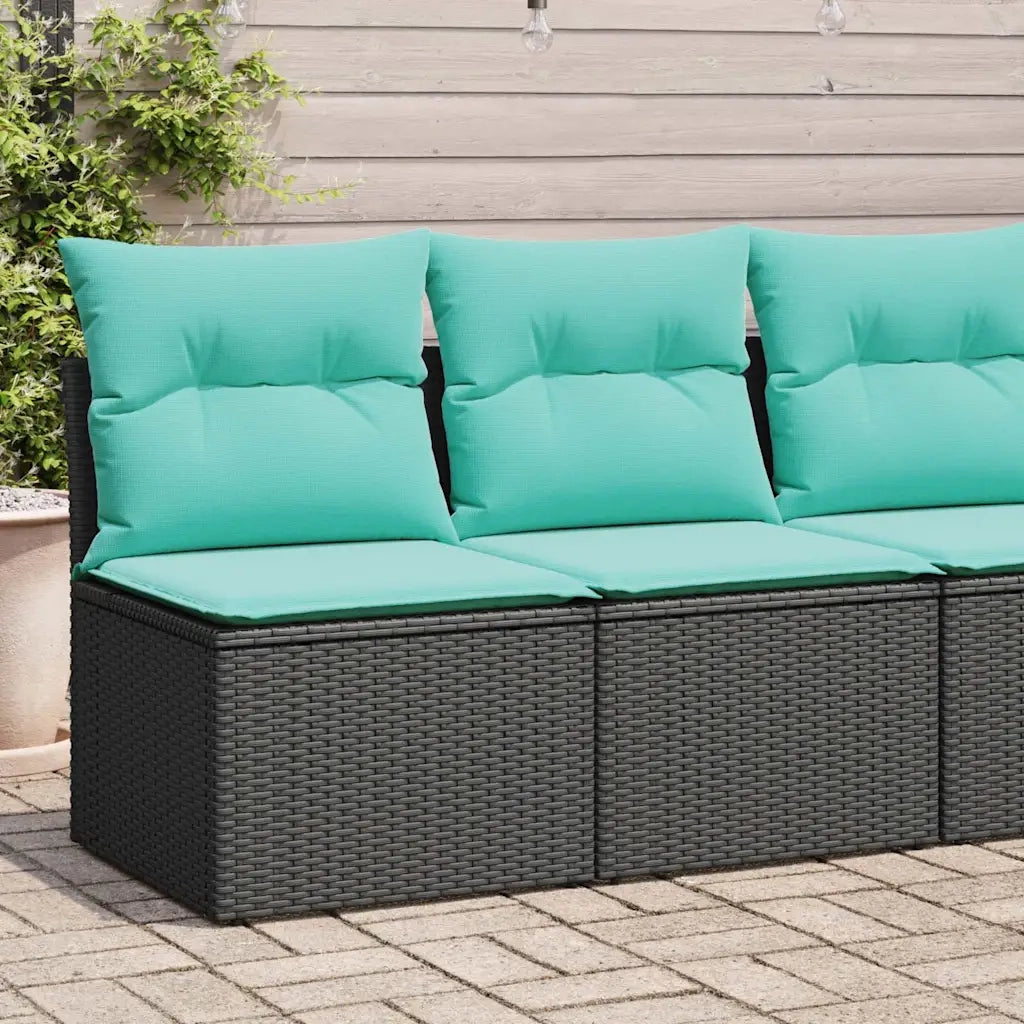 Set Divani da Giardino con Cuscini 2 pz Nero Polyrattan Acacia 3325233
