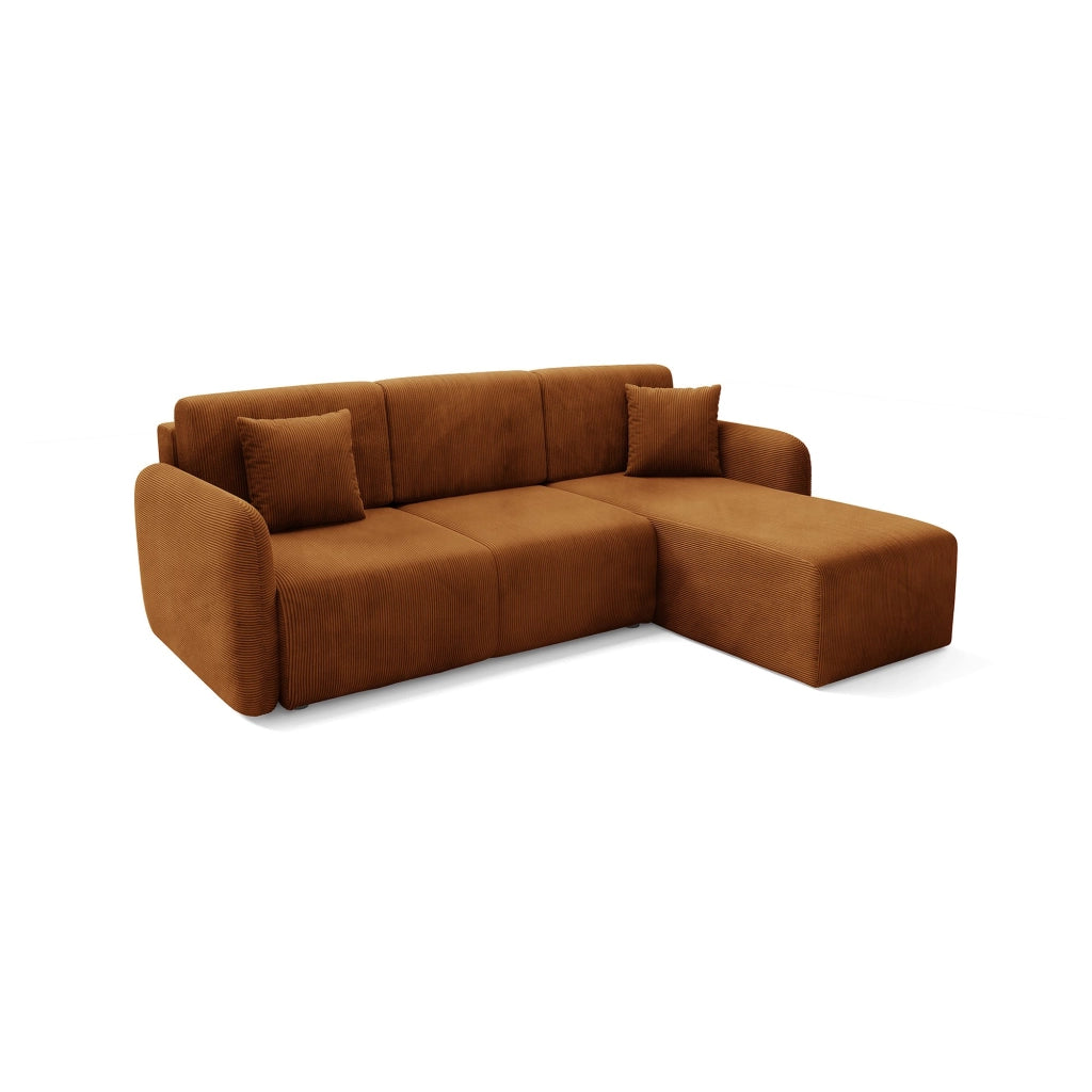 Ranco, Divano Letto con Penisola Contenitore, 245x185 cm Arancione