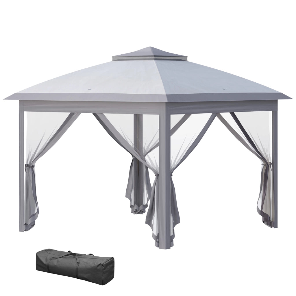 Tenda da Giardino Pop-up 3x3m ¨C zephmum ¨C Grigio con Reti Zippate e Sacchetto