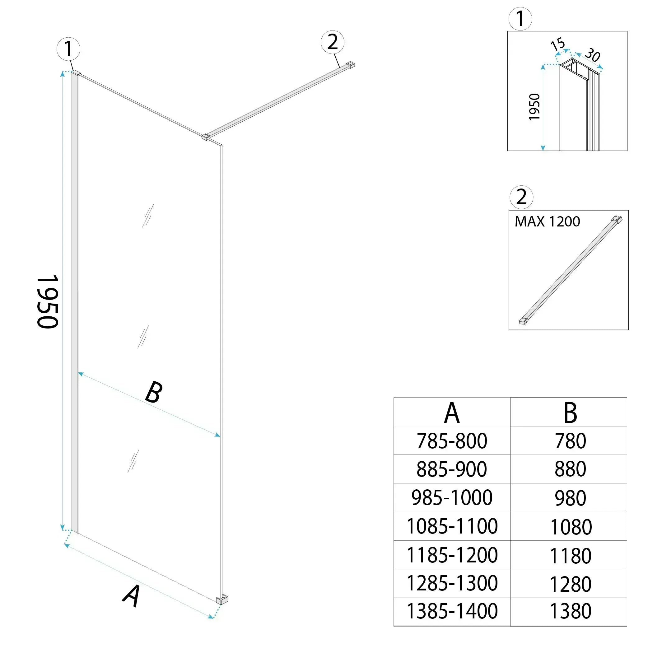 Parete Doccia Rea Flexi Brown / Brush Copper 130