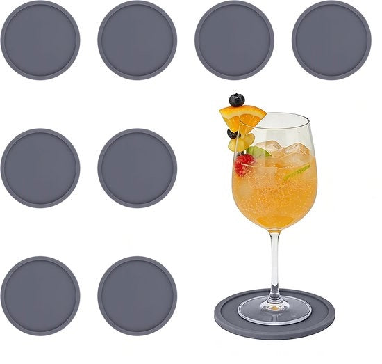 8 pezzi di sottopiedi in silicone - progettazione silicone densa (0,2 pollici) sottopiedi rotondi - sottopiedi per tè isolati con scarico - sottopiedi per caffè antiscivolo e antipolvere - sottopiedi per bar per birra - dimensioni 10 * 10 * 0,5 cm