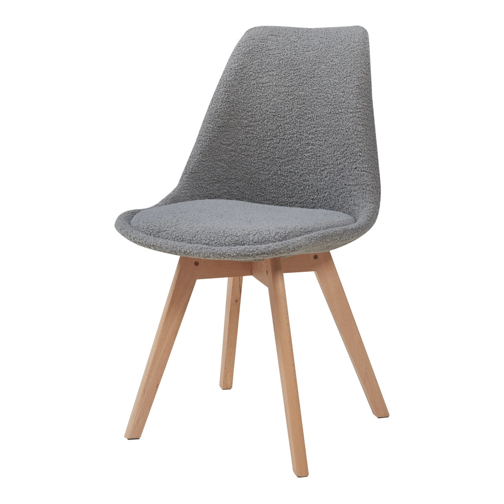 Set Fläten di 2 Sedie da Sala con Seduta Imbottita Rivestimento in Tessuto Bouclé Grigio [en.casa]