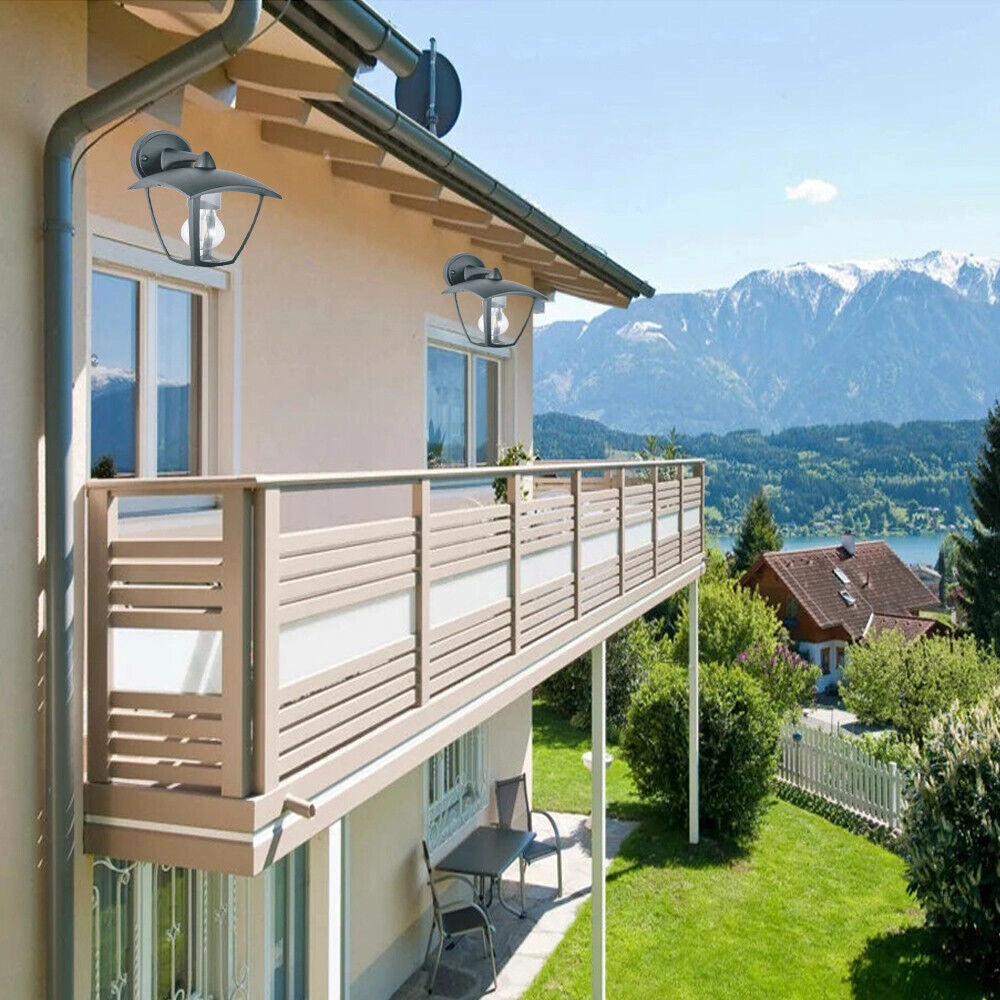 Trade Shop - Applique Lanterna Da Parete Per Giardino Facciate Lampada Da Muro E27 Ip44 819wb-b232 - Grigio Scuro