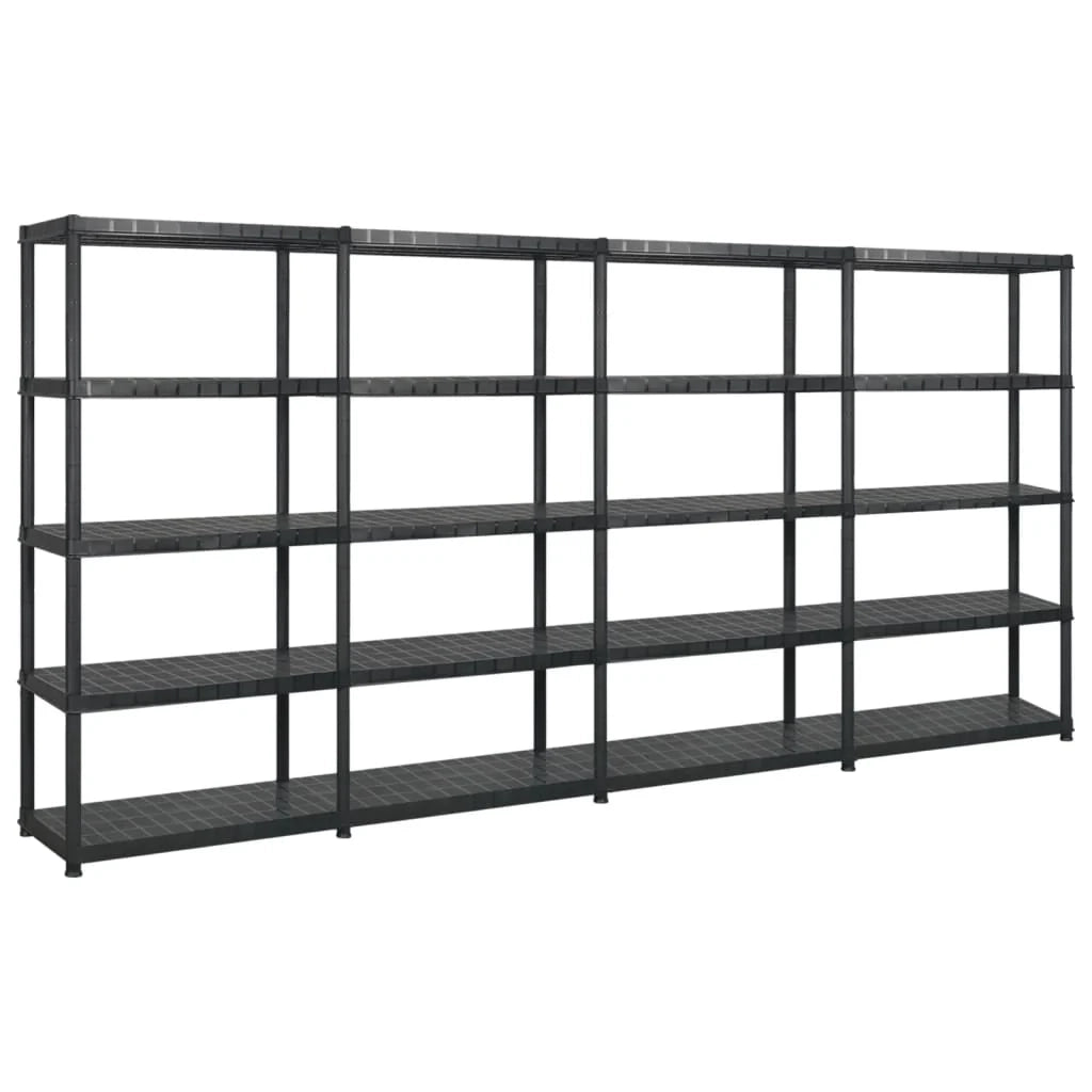 Scaffale portaoggetti a 5 ripiani 340 x 40 x 185 cm Plastica nera 02_0045705