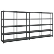 Scaffale portaoggetti a 5 ripiani 340 x 40 x 185 cm Plastica nera 02_0045705