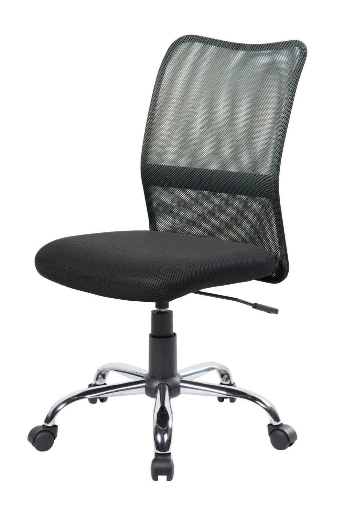 Sedia da ufficio Maysak, Sedia operativa a rete, Seduta ergonomica da ufficio, 57x46h90/100 cm, Nero