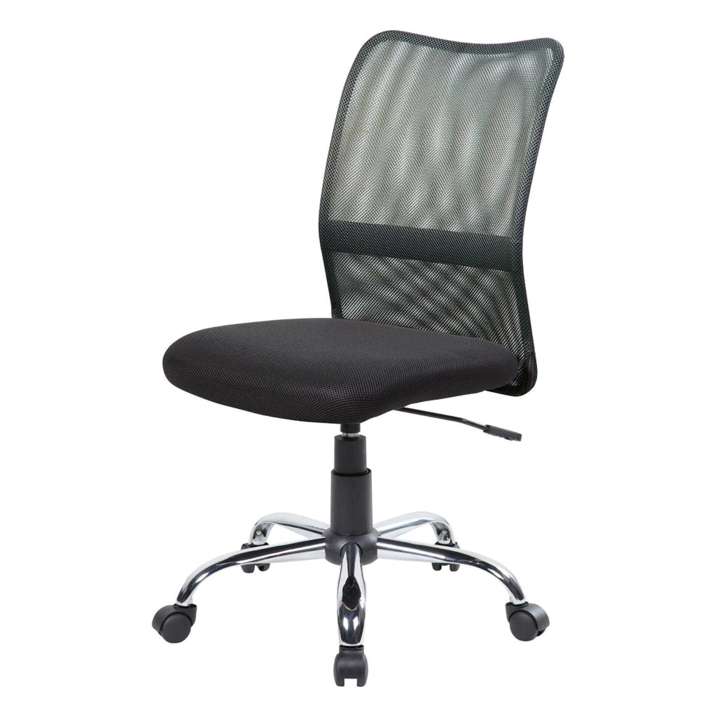 Sedia da ufficio Maysak, Sedia operativa a rete, Seduta ergonomica da ufficio, 57x46h90/100 cm, Nero