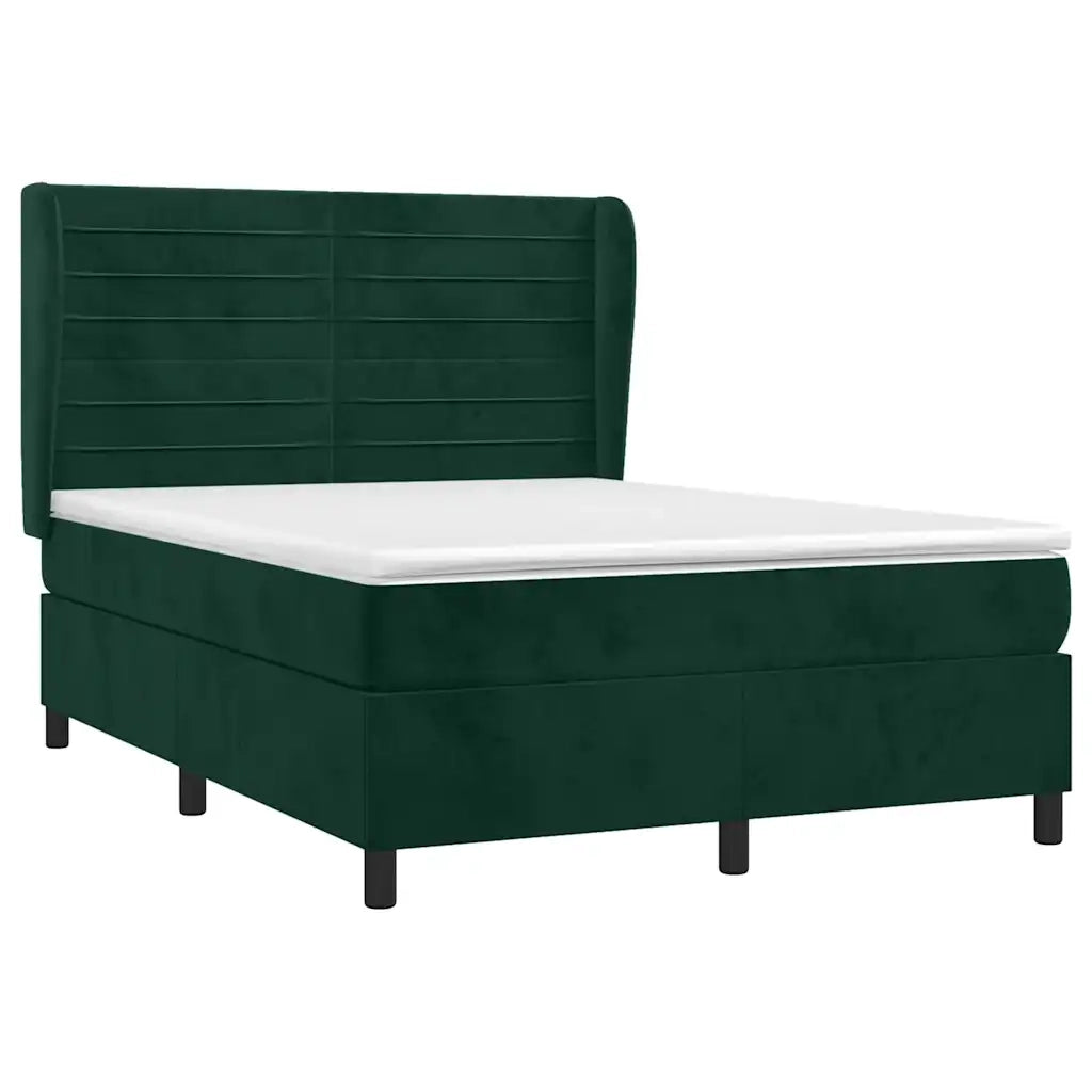 Giroletto a Molle con Materasso Verde Scuro 140x190 cm Vellutocod mxl 98305