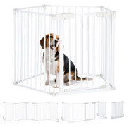 Cancello per Animali 5 Pannelli Pieghevole ¨C zephmum ¨C Bianco 300 cm