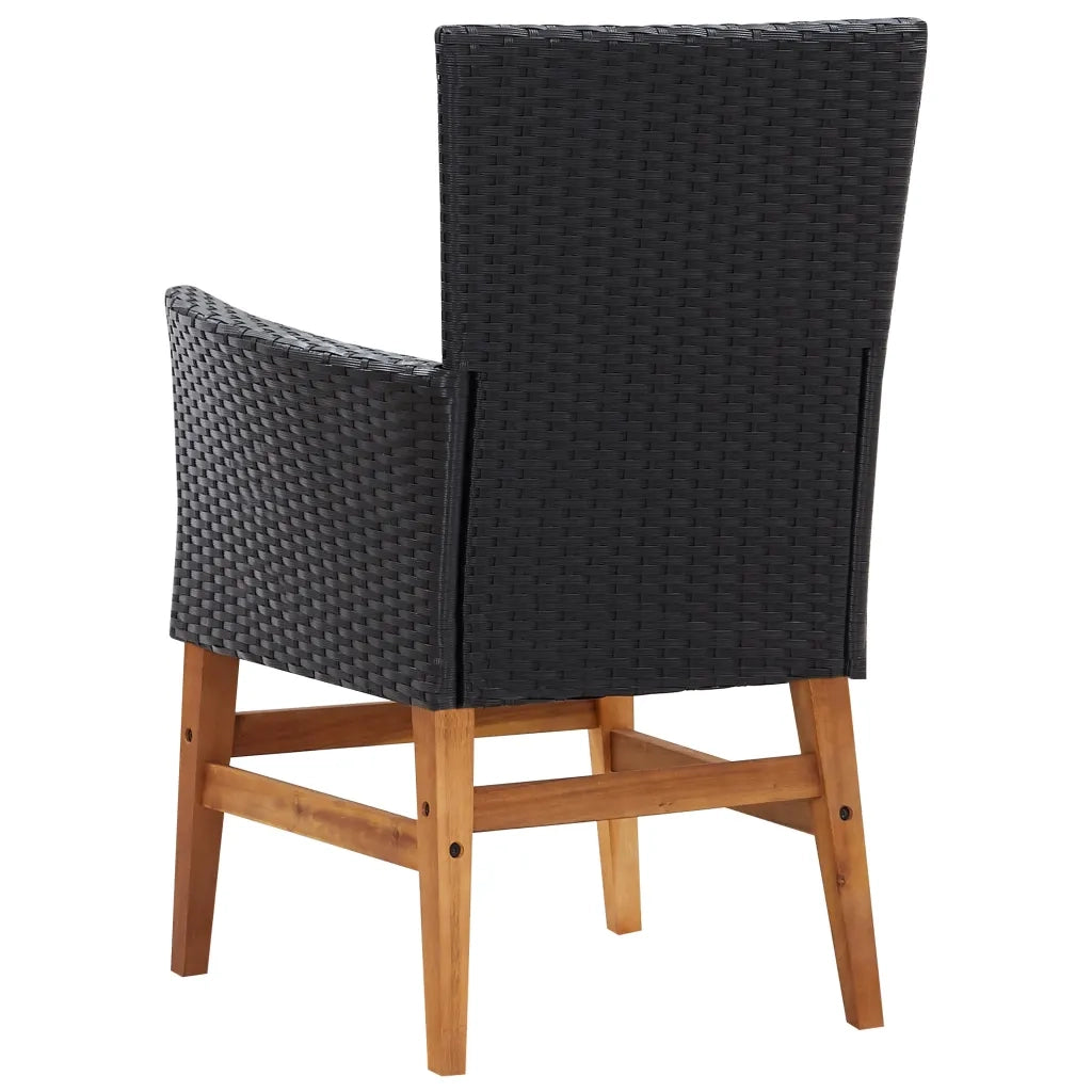 Set da Pranzo da Giardino 7 pz in Polyrattan e Acacia Nero cod mxl 55661