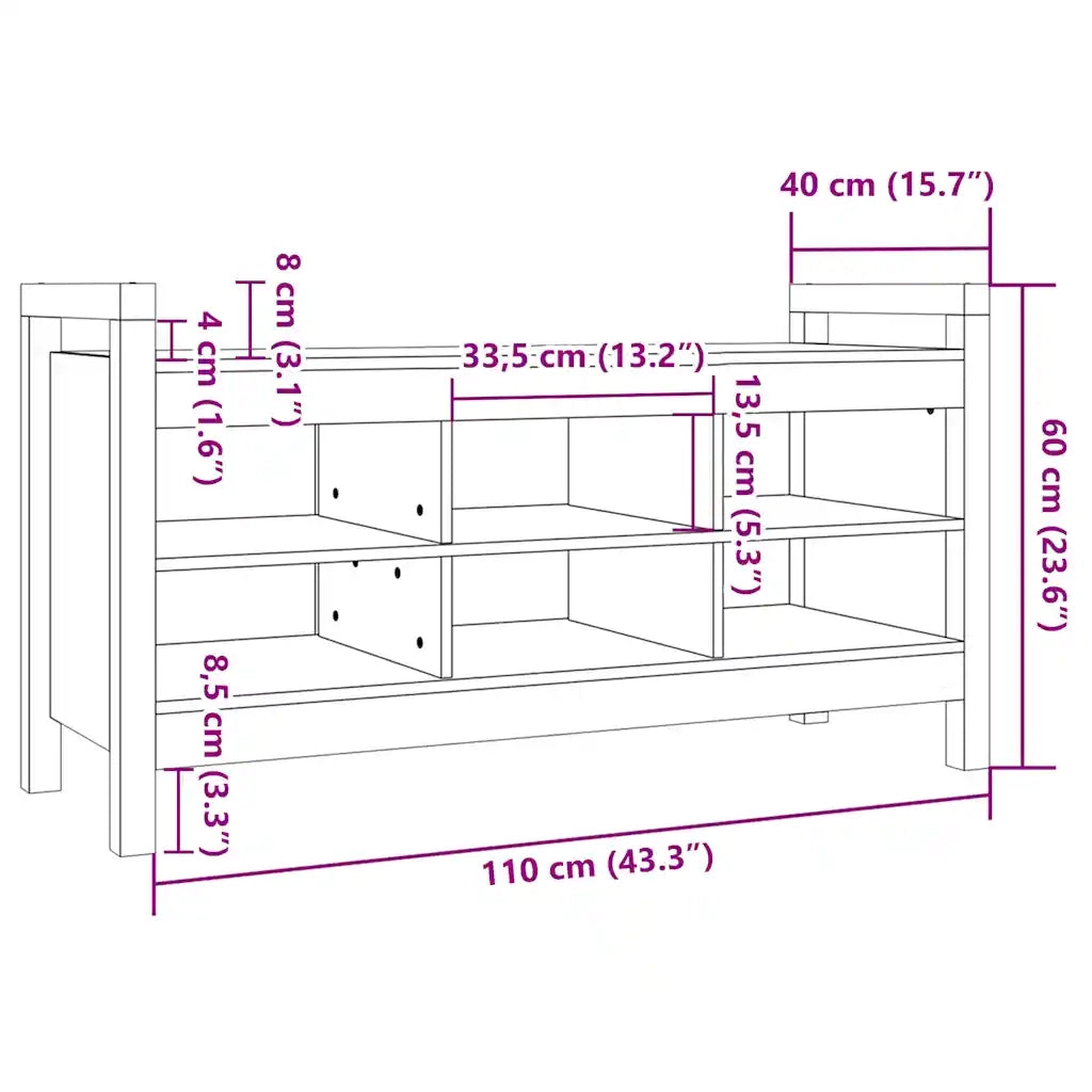 Panca da ingresso-Sgabello-Panca da Corridoio Grigia 110x40x60 cm in Legno Massello di Pino