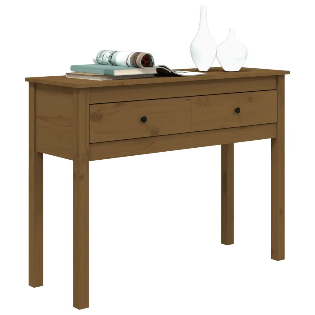 Tavolo Consolle Ambrato 100x35x75 cm in Legno Massello di Pino 814617