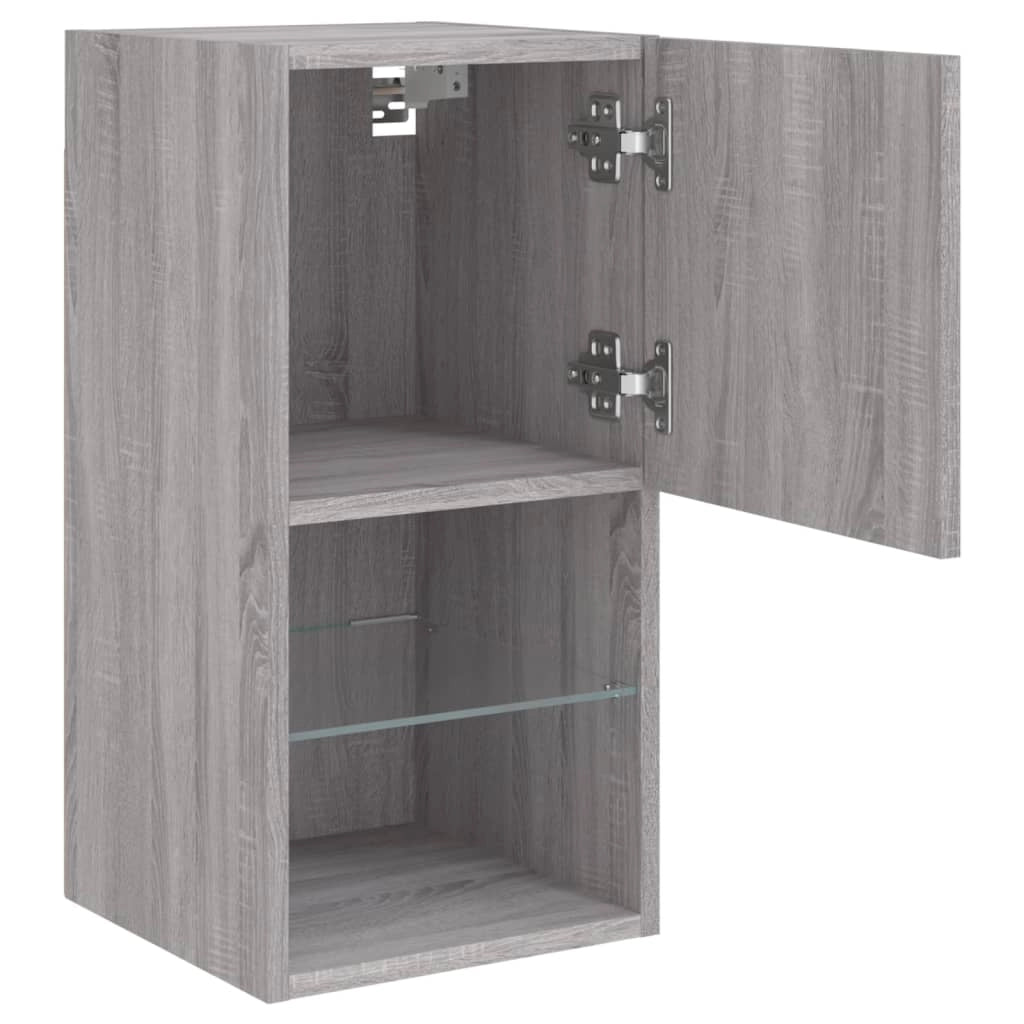 Mobile TV multimediale scaffale TV credenza mobile TV per sala da pranzo soggiorno camera da letto con luci LED 2 pezzi Sonoma 30,5 x 30 x 60 cm grigio 02_0028882