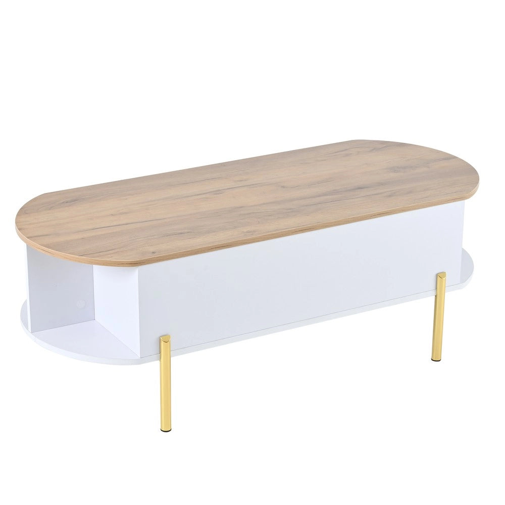 Tavolino da Caff¨¨ con Piano Regolabile e Vani Contenitore ¨C MINIMAL ¨C Legno/Bianco 120x50x43 cm