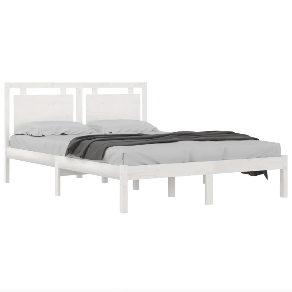 Giroletto-Struttura Letto Bianco in Legno Massello 200x200 cm 474693
