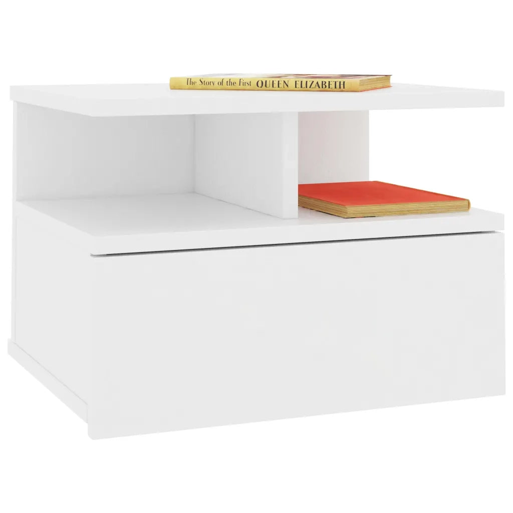 Comodini Pensili 2 pz-Set di 2 Tavolino da notte Bianchi 40x31x27 cm in Legno Multistrato